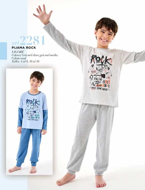 MU2281E - PIJAMA ROCK NIÑO INVIERNO MARIENE T.10-16