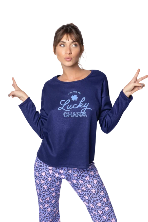 PK11746 - PIJAMA INVIERNO DAMA SO LUCKY SO PINK T.S-XL - Imagen 2