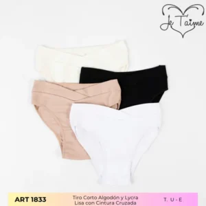 JT1833C - PACK X2 TIRO CORTO CON CINTURA V ALG-LY JE T´AIME T.U